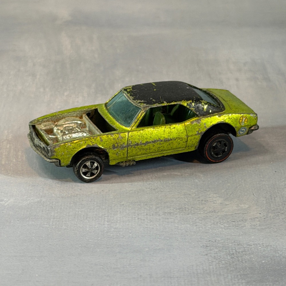 Hot Wheels Redline 1967 Custom Camaro Antifreeze Green Hong Kong Missing Hood